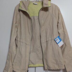 NEW Columbia Arch Cape III Jacket Womens Beige Hooded Full Zip Lightweight +Tags